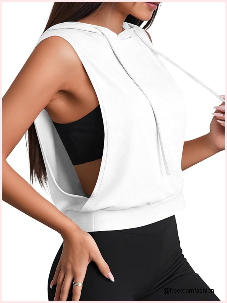 Sleeveless Hooded Crop Top Open Side Workout Tank